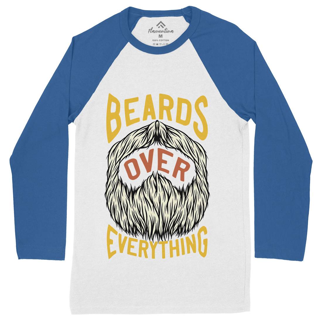Beards Over Everything Mens Long Sleeve Baseball T-Shirt Barber C803