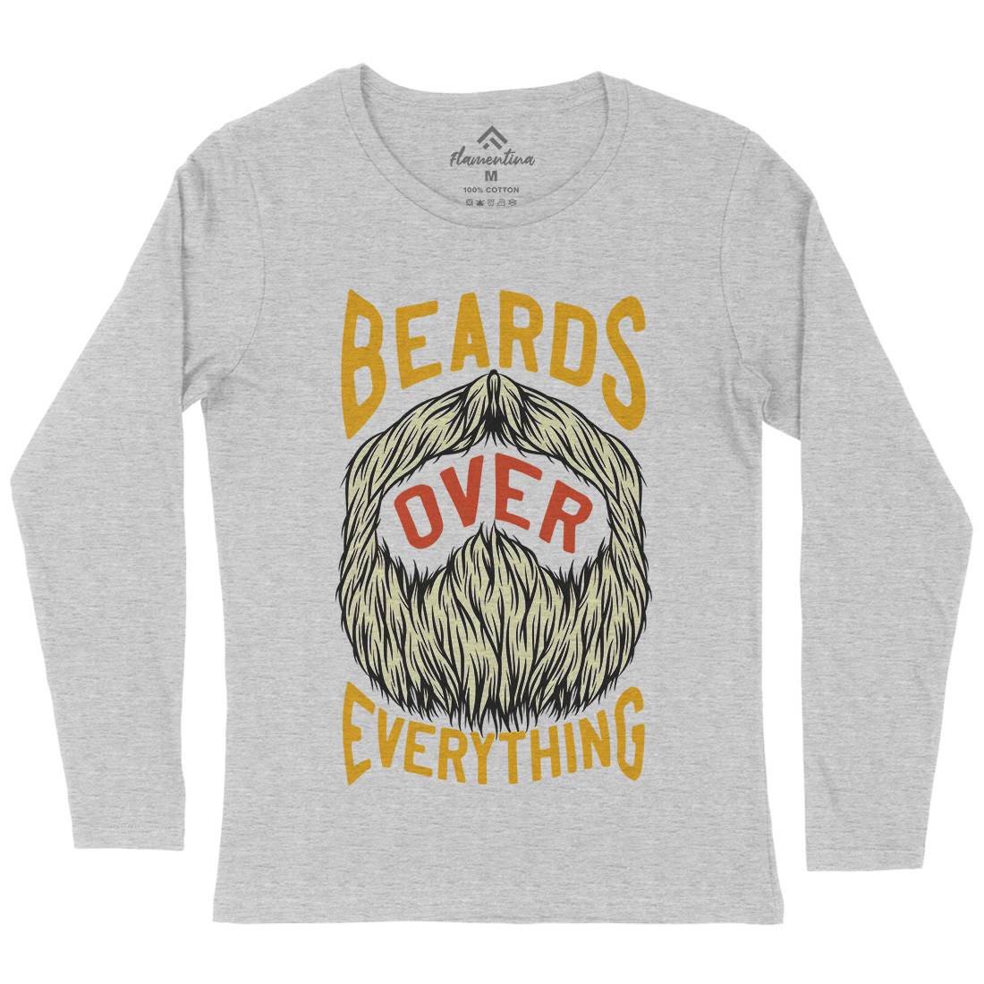 Beards Over Everything Womens Long Sleeve T-Shirt Barber C803