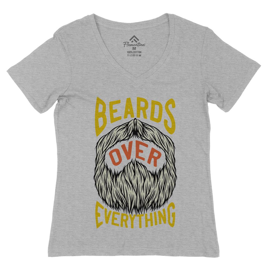Beards Over Everything Womens Organic V-Neck T-Shirt Barber C803