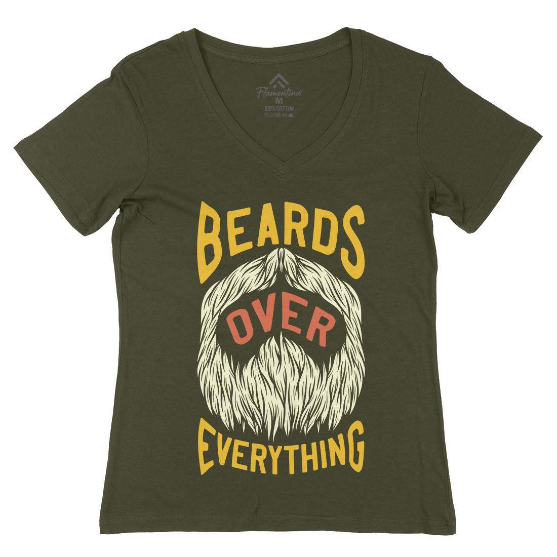 Beards Over Everything Womens Organic V-Neck T-Shirt Barber C803