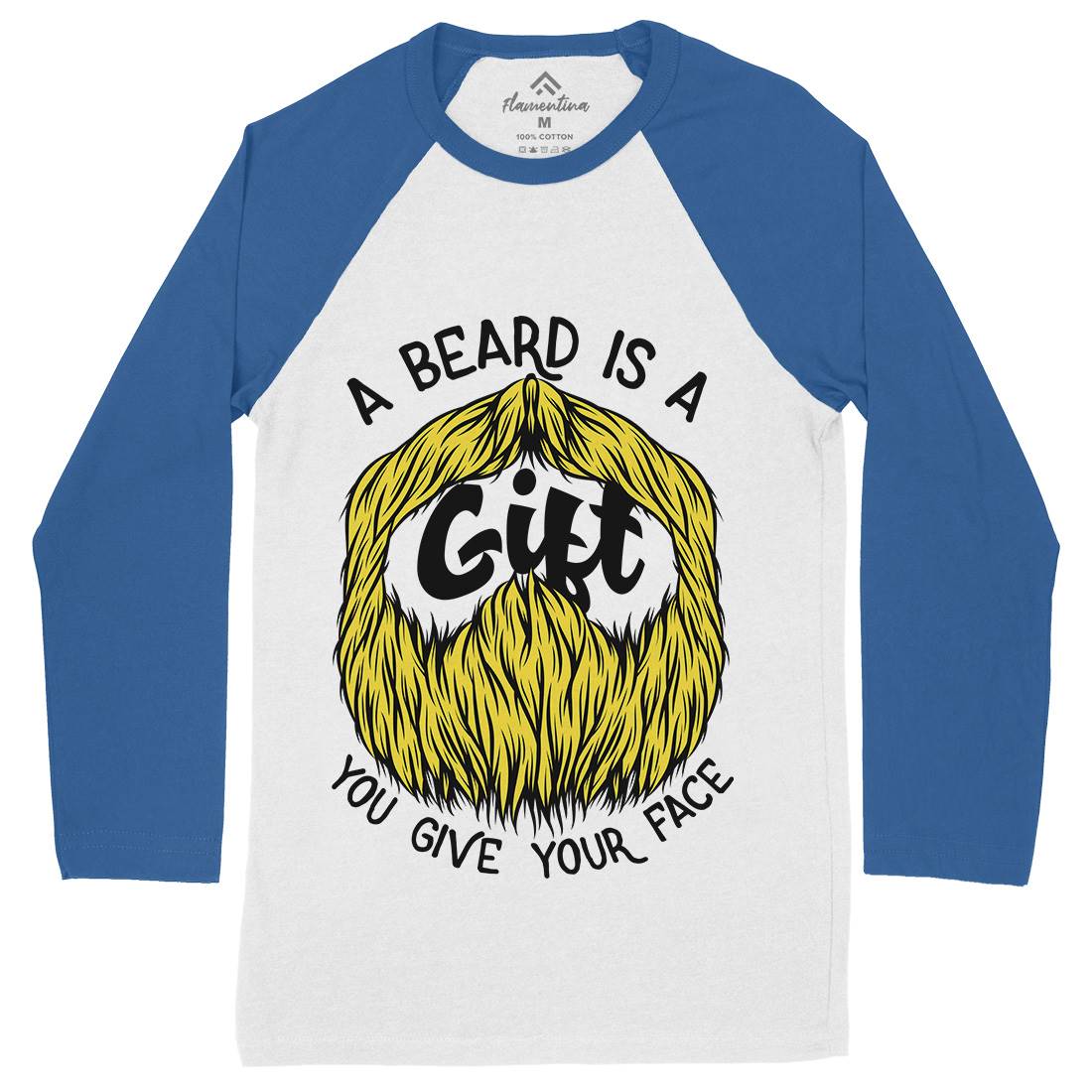 Beard Is A Gift Mens Long Sleeve Baseball T-Shirt Barber C804