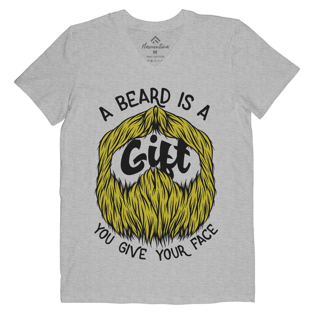 Beard Is A Gift Mens Organic V-Neck T-Shirt Barber C804