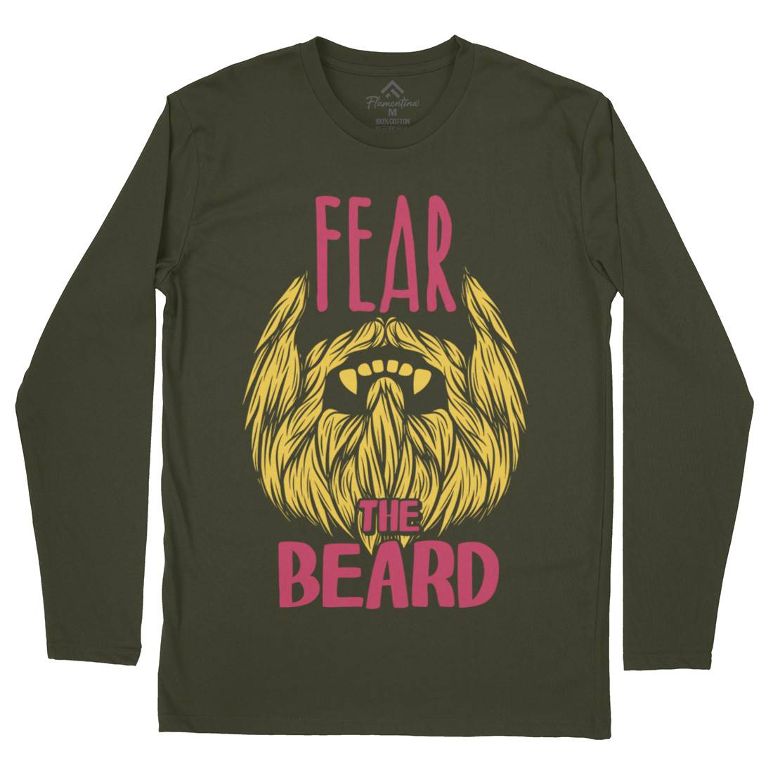 Fear The Beard Mens Long Sleeve T-Shirt Barber C805