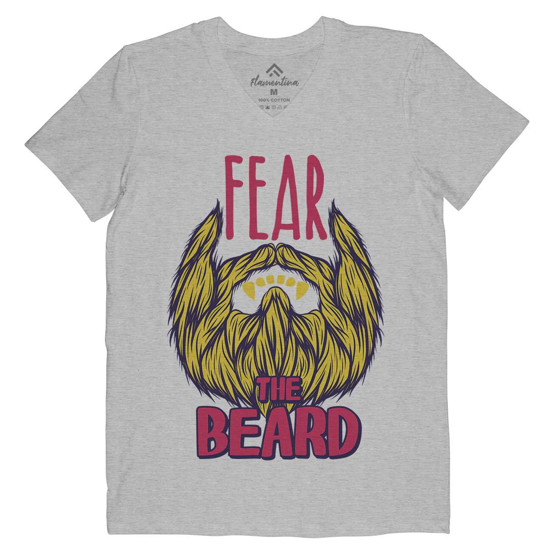 Fear The Beard Mens V-Neck T-Shirt Barber C805
