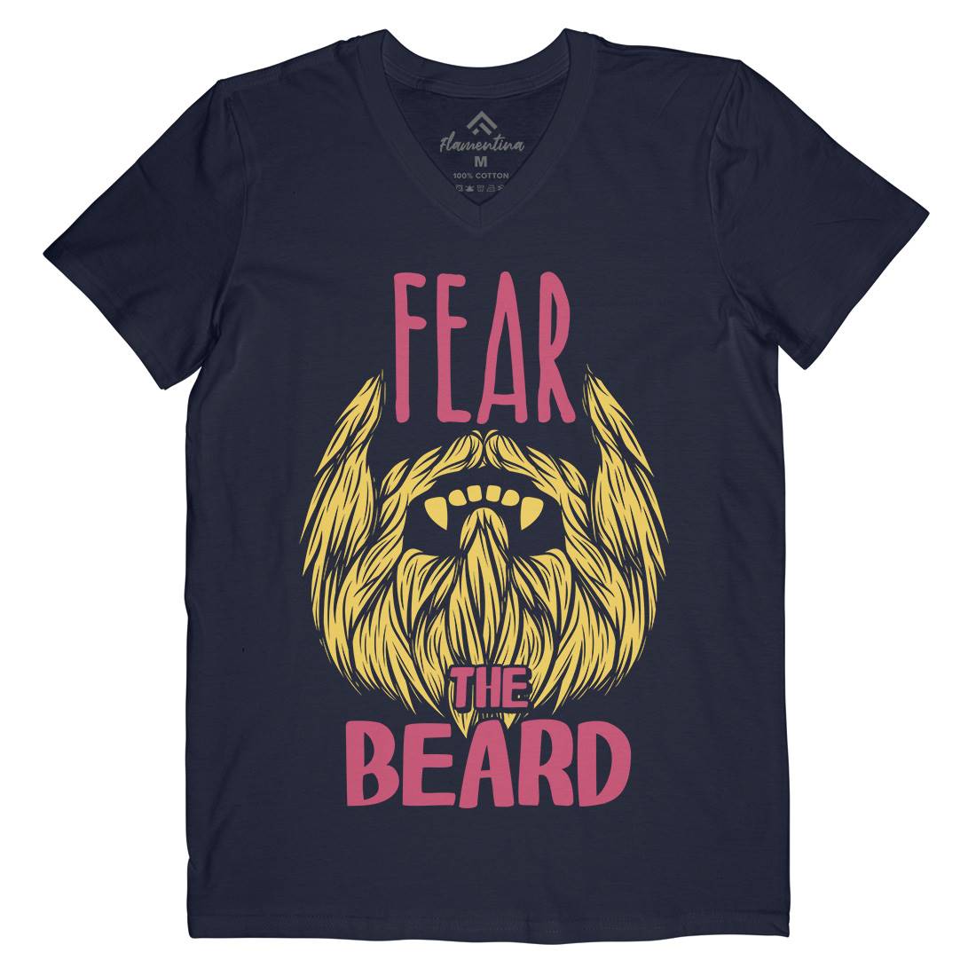 Fear The Beard Mens Organic V-Neck T-Shirt Barber C805