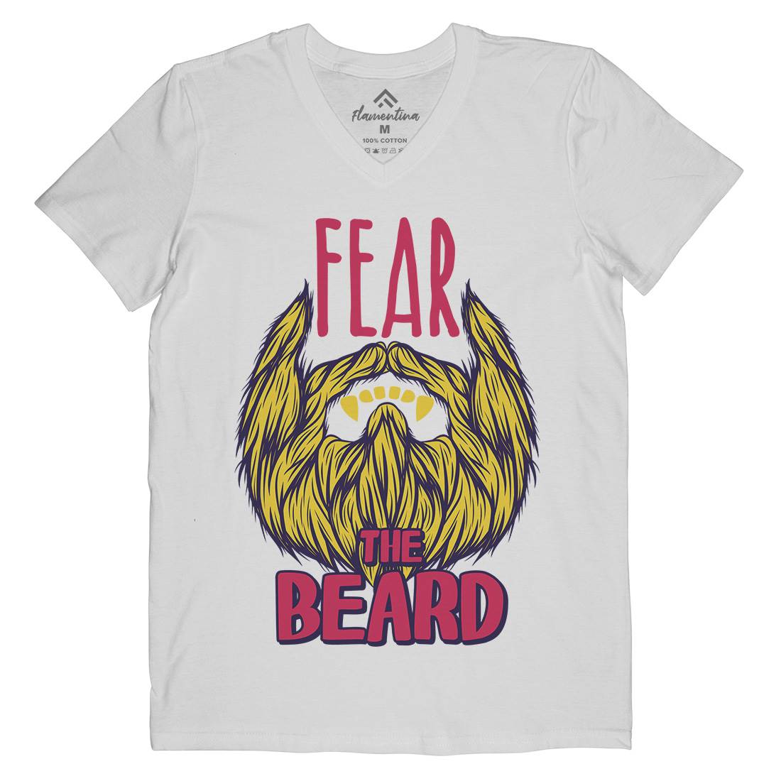 Fear The Beard Mens V-Neck T-Shirt Barber C805