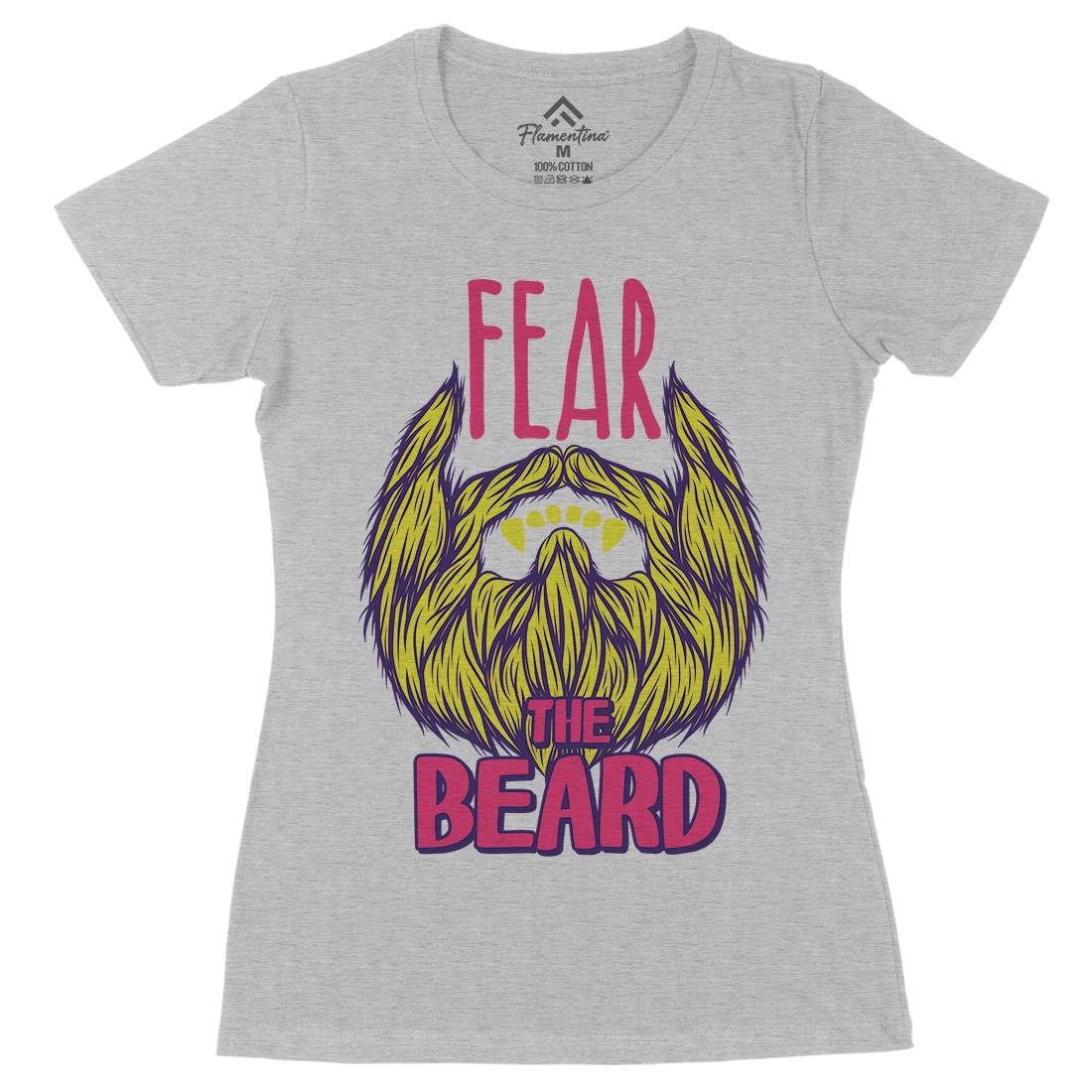 Fear The Beard Womens Organic Crew Neck T-Shirt Barber C805