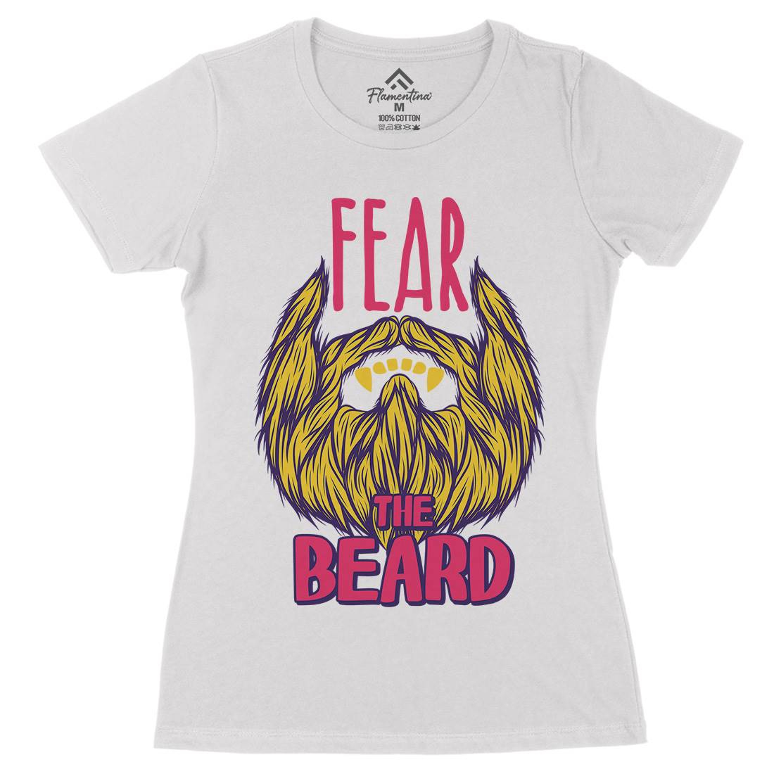 Fear The Beard Womens Organic Crew Neck T-Shirt Barber C805