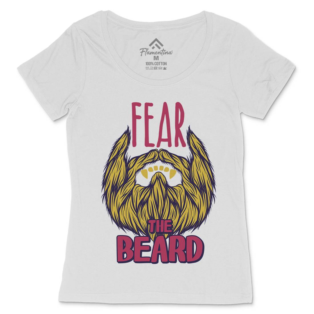 Fear The Beard Womens Scoop Neck T-Shirt Barber C805