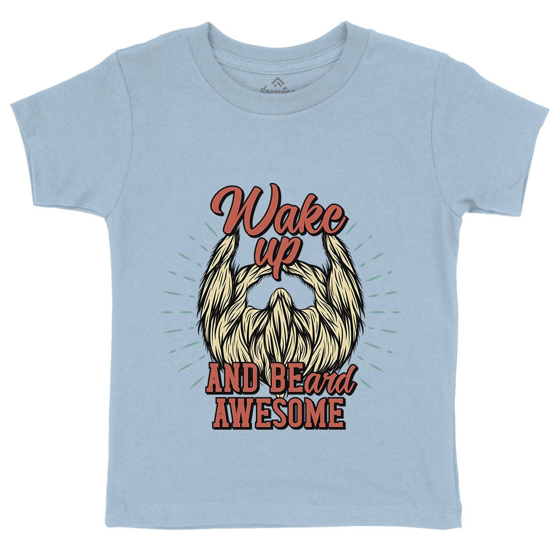 Wake Up Beard Kids Organic Crew Neck T-Shirt Barber C806
