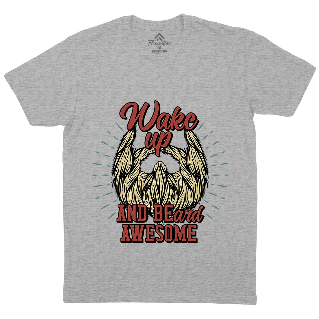 Wake Up Beard Mens Crew Neck T-Shirt Barber C806