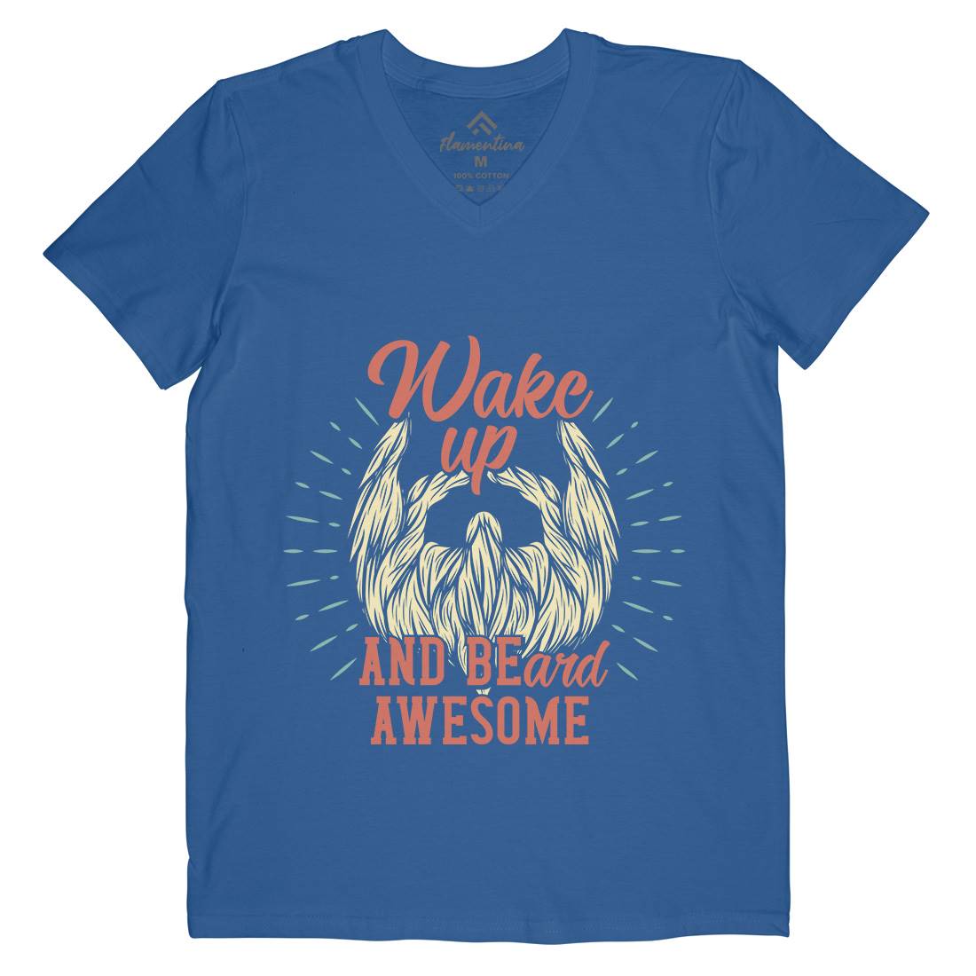 Wake Up Beard Mens V-Neck T-Shirt Barber C806