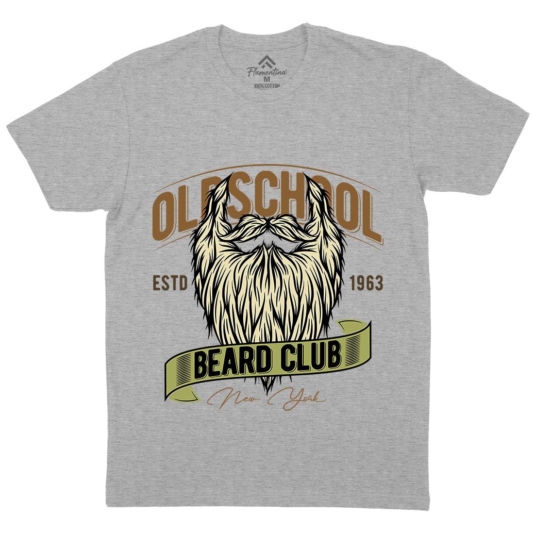 Oldschool Beard Club Mens Organic Crew Neck T-Shirt Barber C807
