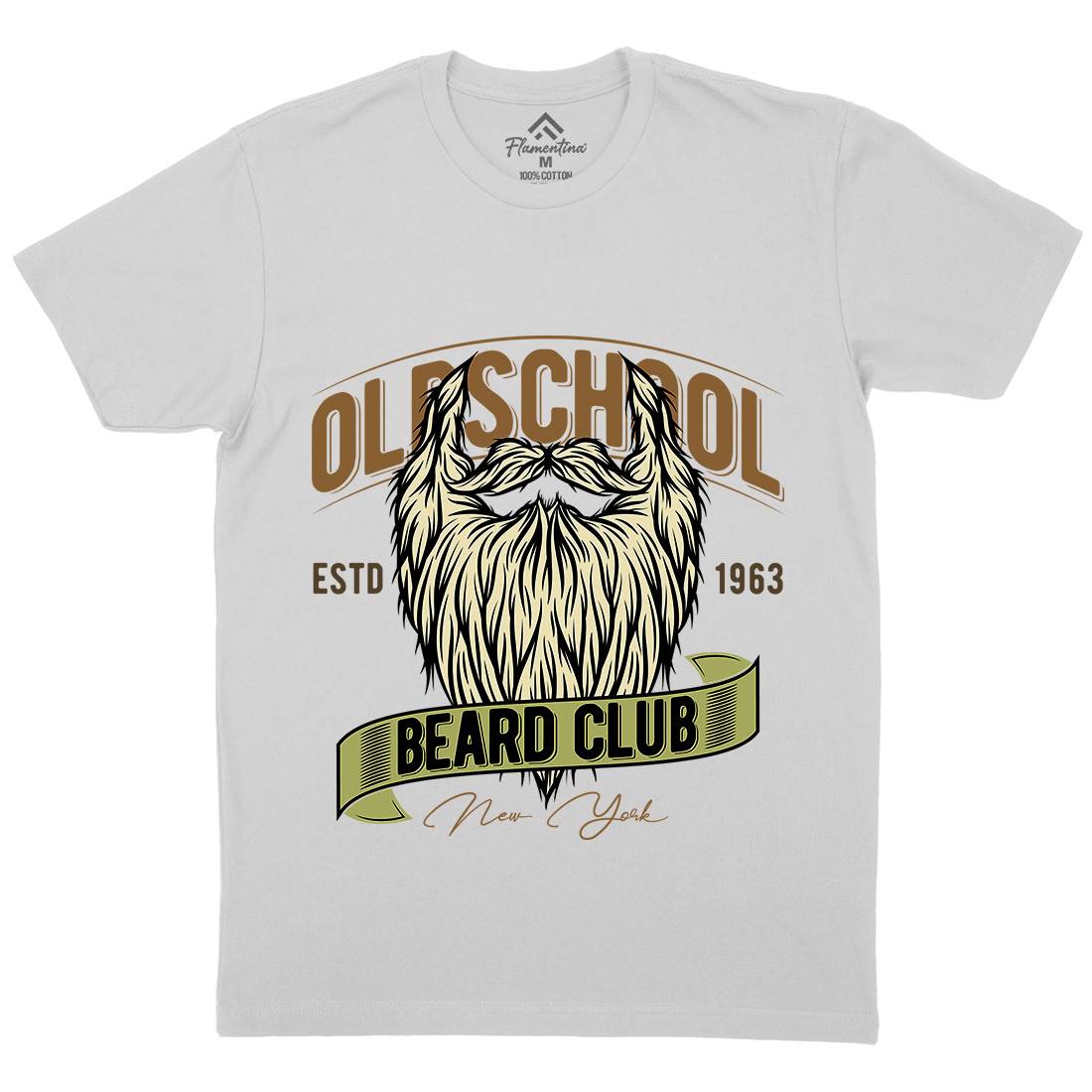 Oldschool Beard Club Mens Crew Neck T-Shirt Barber C807