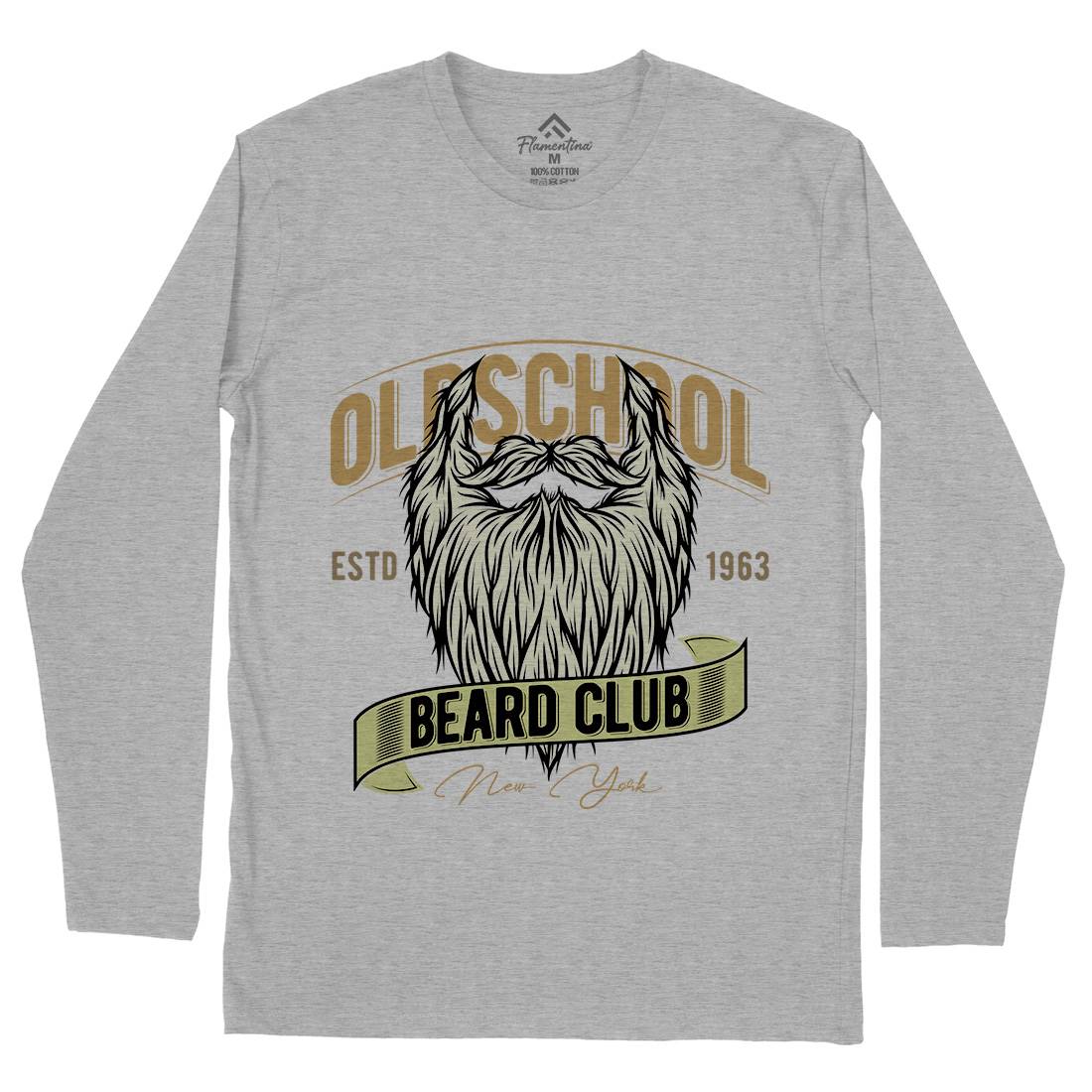 Oldschool Beard Club Mens Long Sleeve T-Shirt Barber C807