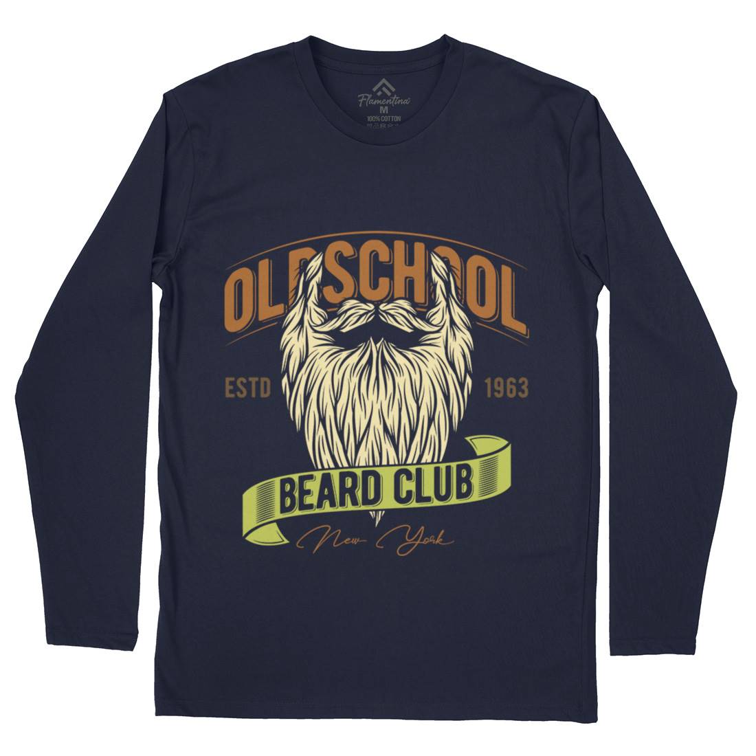 Oldschool Beard Club Mens Long Sleeve T-Shirt Barber C807