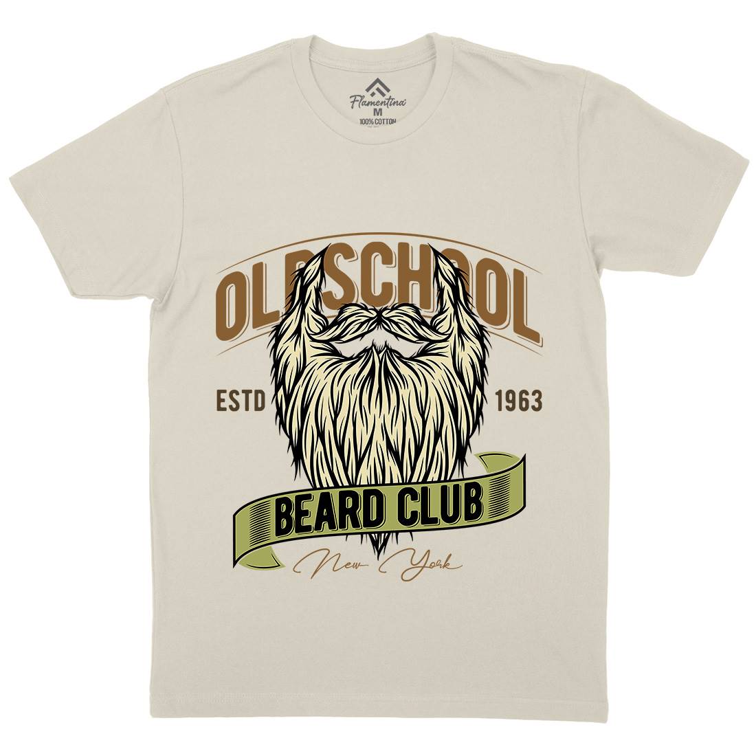 Oldschool Beard Club Mens Organic Crew Neck T-Shirt Barber C807