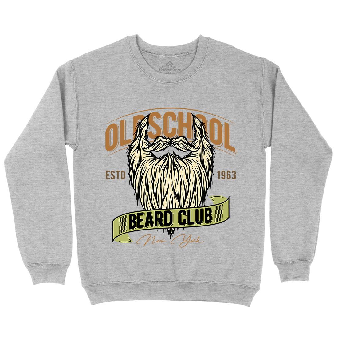 Oldschool Beard Club Mens Crew Neck Sweatshirt Barber C807