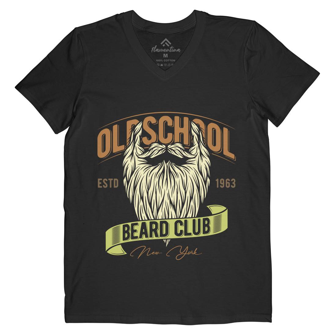 Oldschool Beard Club Mens Organic V-Neck T-Shirt Barber C807