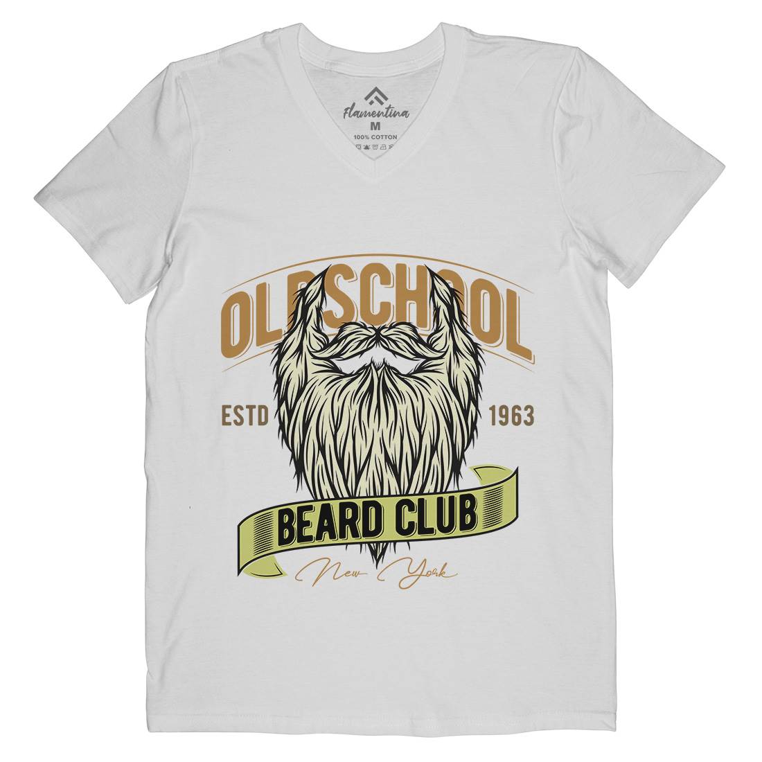 Oldschool Beard Club Mens Organic V-Neck T-Shirt Barber C807