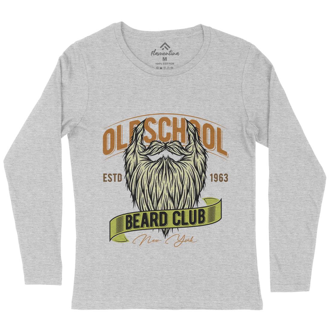 Oldschool Beard Club Womens Long Sleeve T-Shirt Barber C807