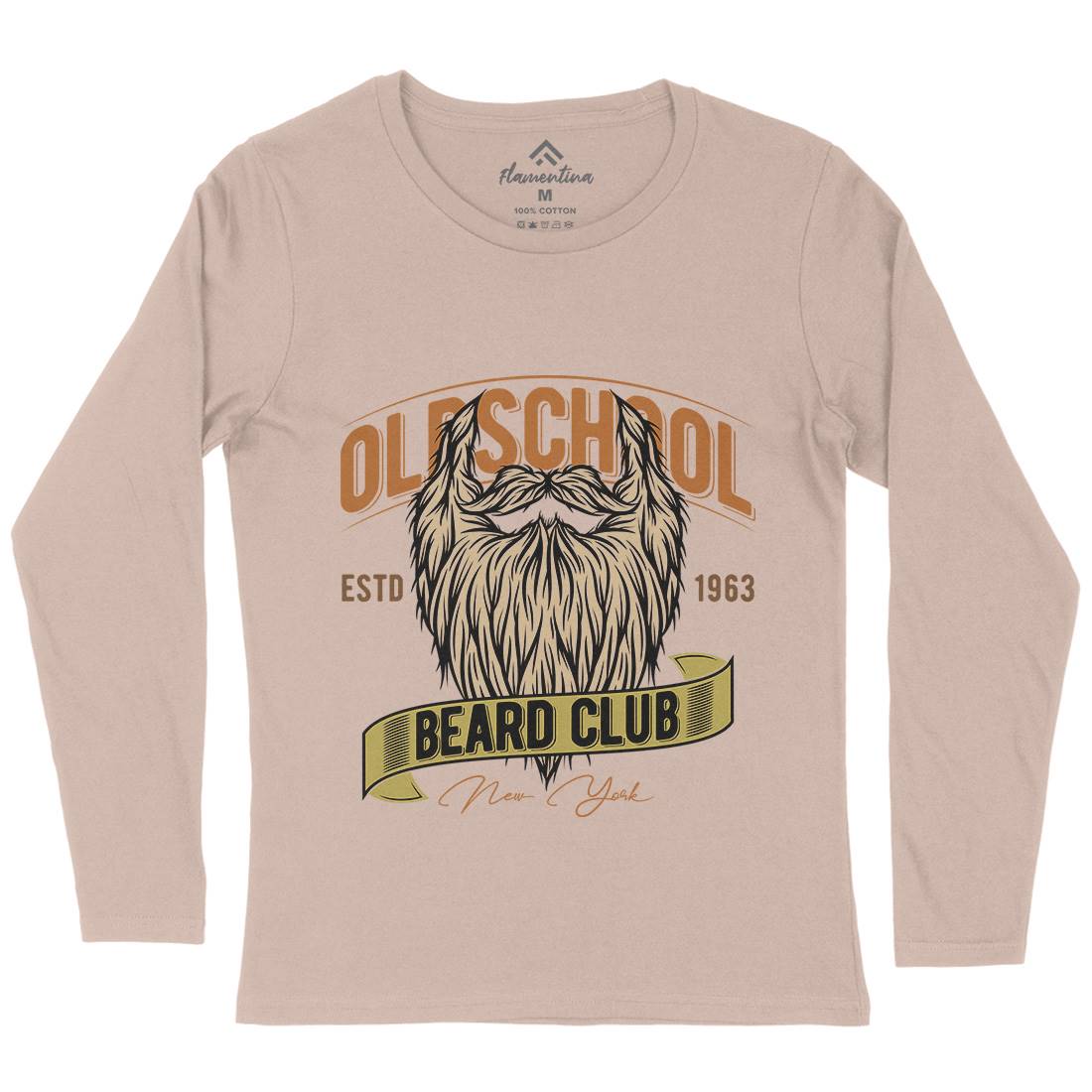 Oldschool Beard Club Womens Long Sleeve T-Shirt Barber C807