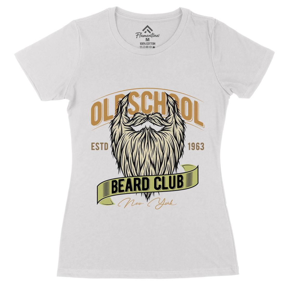 Oldschool Beard Club Womens Organic Crew Neck T-Shirt Barber C807