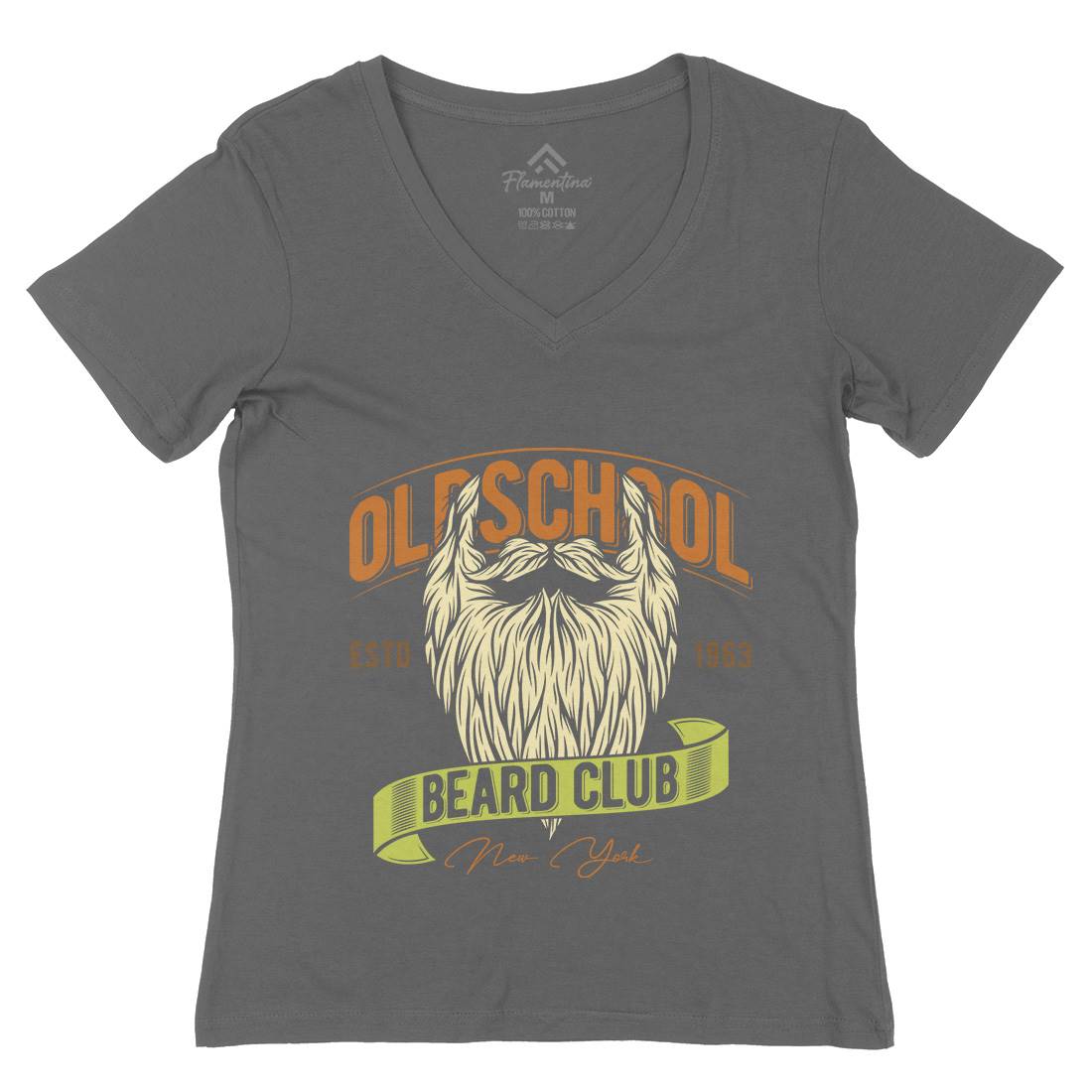 Oldschool Beard Club Womens Organic V-Neck T-Shirt Barber C807