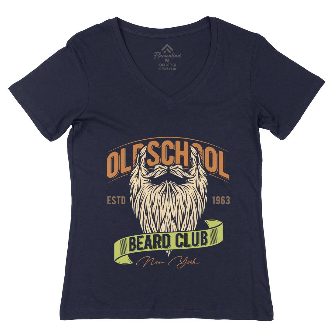 Oldschool Beard Club Womens Organic V-Neck T-Shirt Barber C807