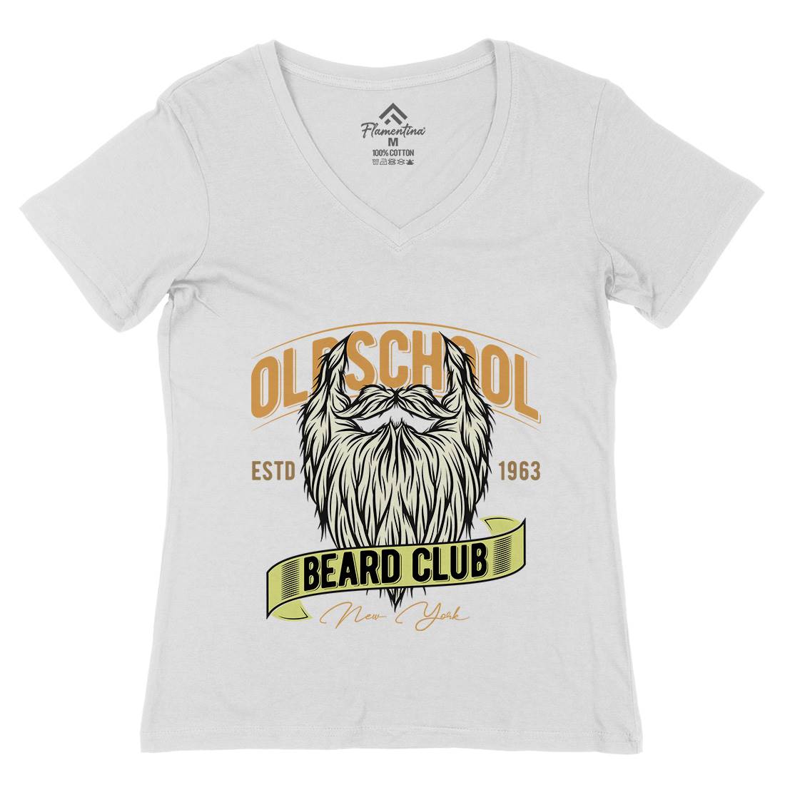 Oldschool Beard Club Womens Organic V-Neck T-Shirt Barber C807