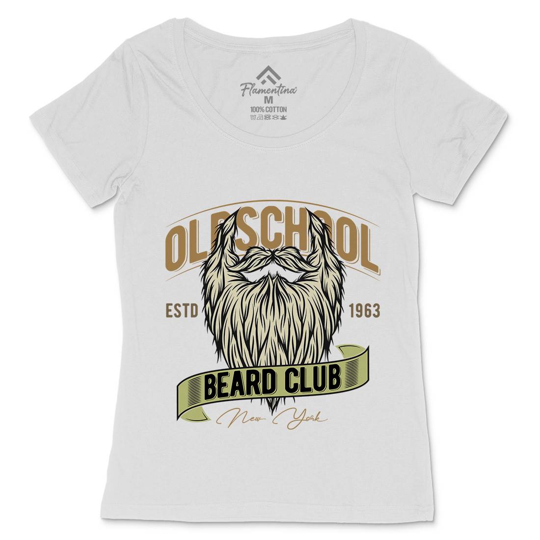 Oldschool Beard Club Womens Scoop Neck T-Shirt Barber C807