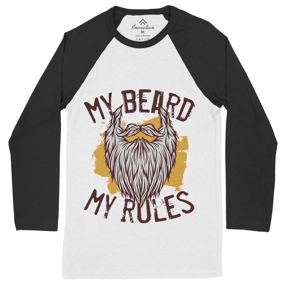 My Beard Rules Mens Long Sleeve Baseball T-Shirt Barber C808