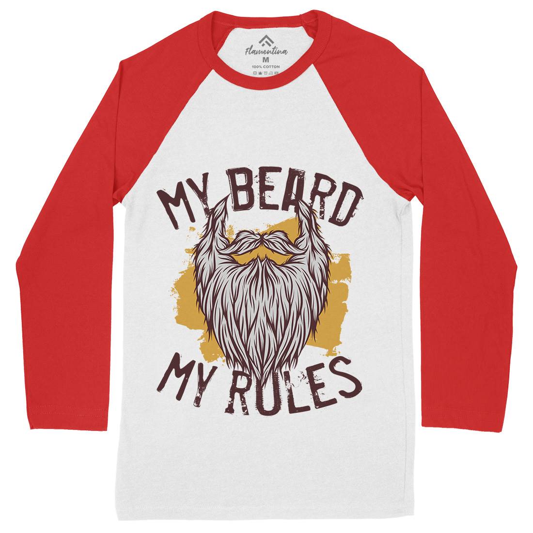 My Beard Rules Mens Long Sleeve Baseball T-Shirt Barber C808