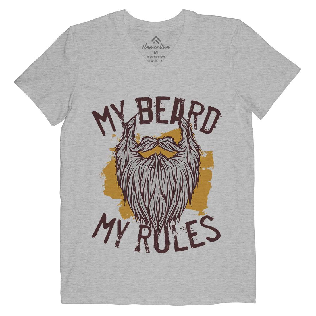 My Beard Rules Mens Organic V-Neck T-Shirt Barber C808