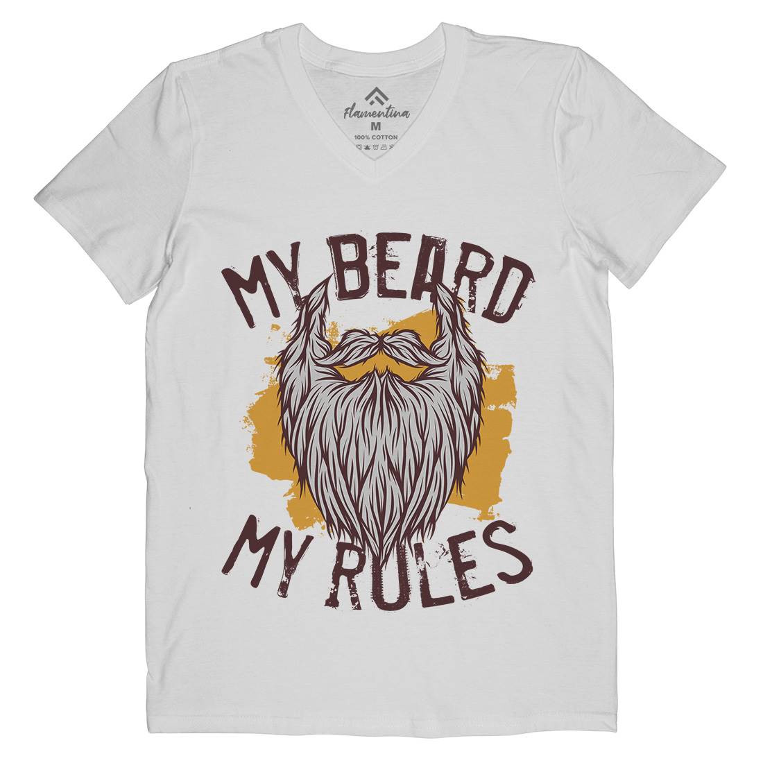 My Beard Rules Mens Organic V-Neck T-Shirt Barber C808