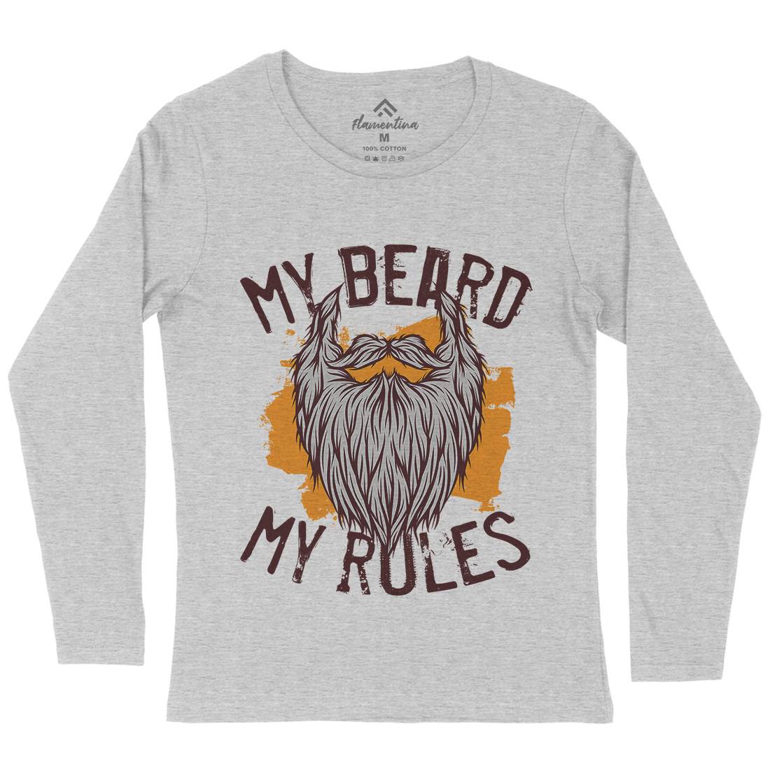 My Beard Rules Womens Long Sleeve T-Shirt Barber C808