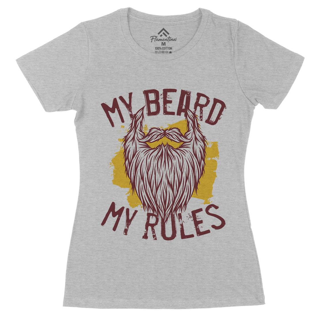 My Beard Rules Womens Organic Crew Neck T-Shirt Barber C808