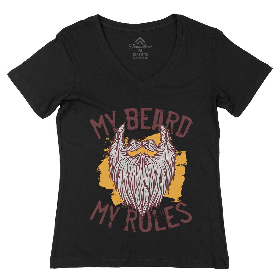 My Beard Rules Womens Organic V-Neck T-Shirt Barber C808