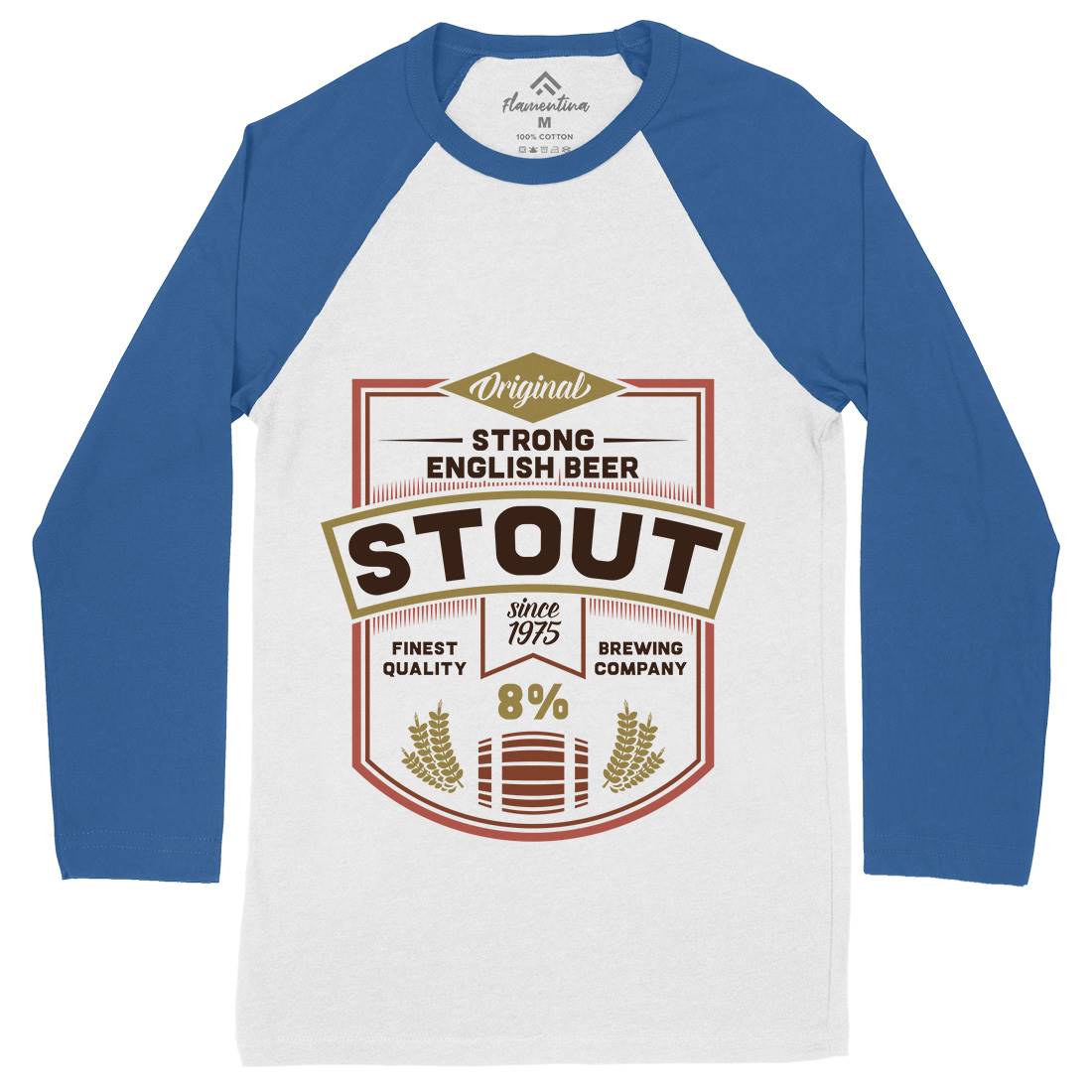 Beer Stout Mens Long Sleeve Baseball T-Shirt Drinks C809