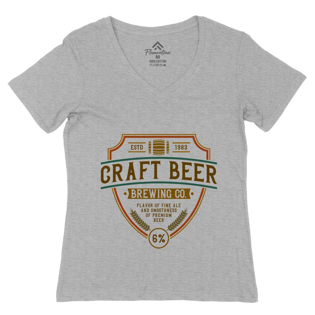 Craft Beer Womens Organic V-Neck T-Shirt Drinks C810
