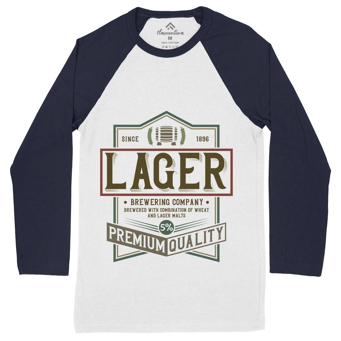Lager Beer Mens Long Sleeve Baseball T-Shirt Drinks C811