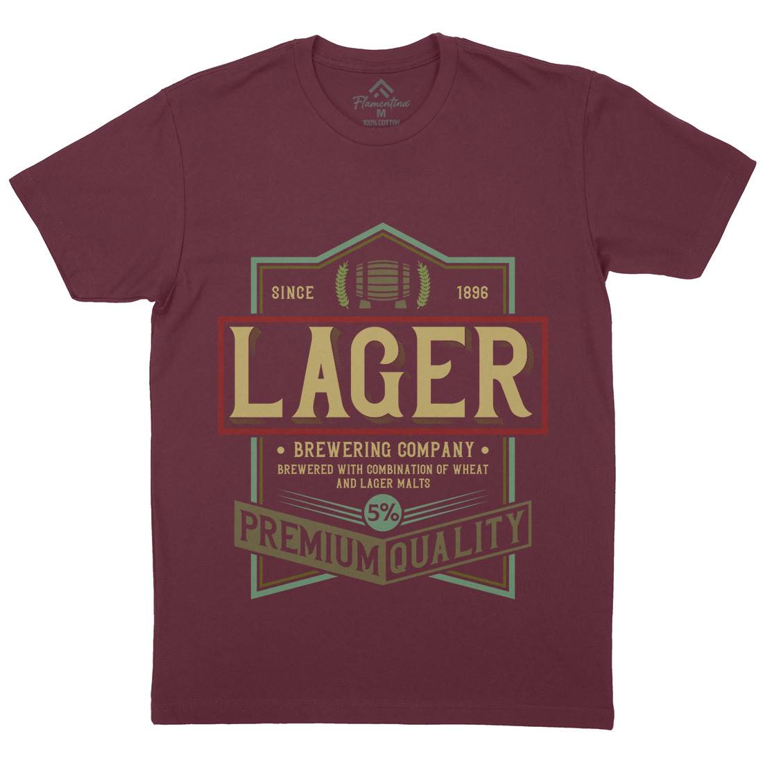 Lager Beer Mens Organic Crew Neck T-Shirt Drinks C811