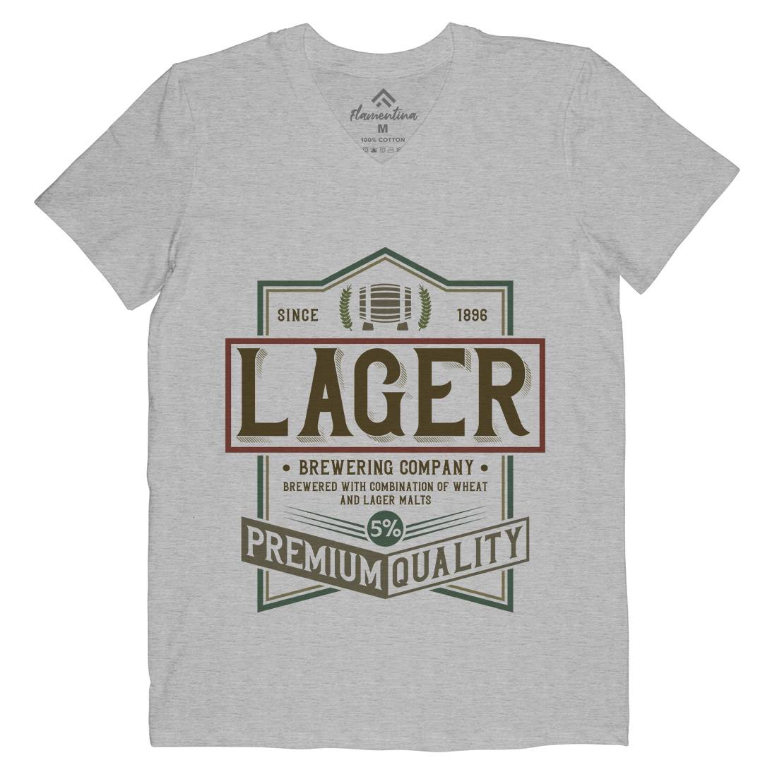 Lager Beer Mens Organic V-Neck T-Shirt Drinks C811