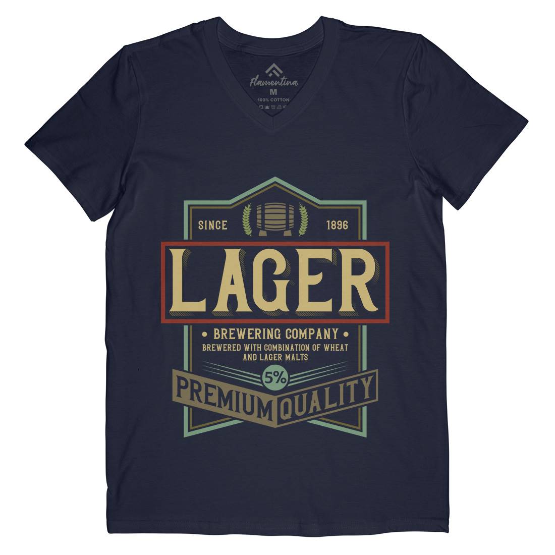 Lager Beer Mens Organic V-Neck T-Shirt Drinks C811