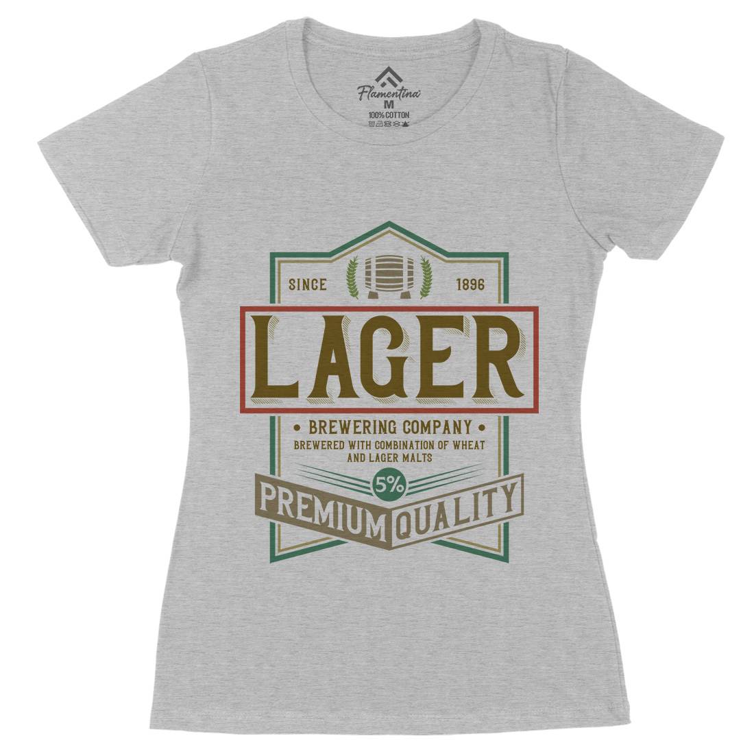 Lager Beer Womens Organic Crew Neck T-Shirt Drinks C811