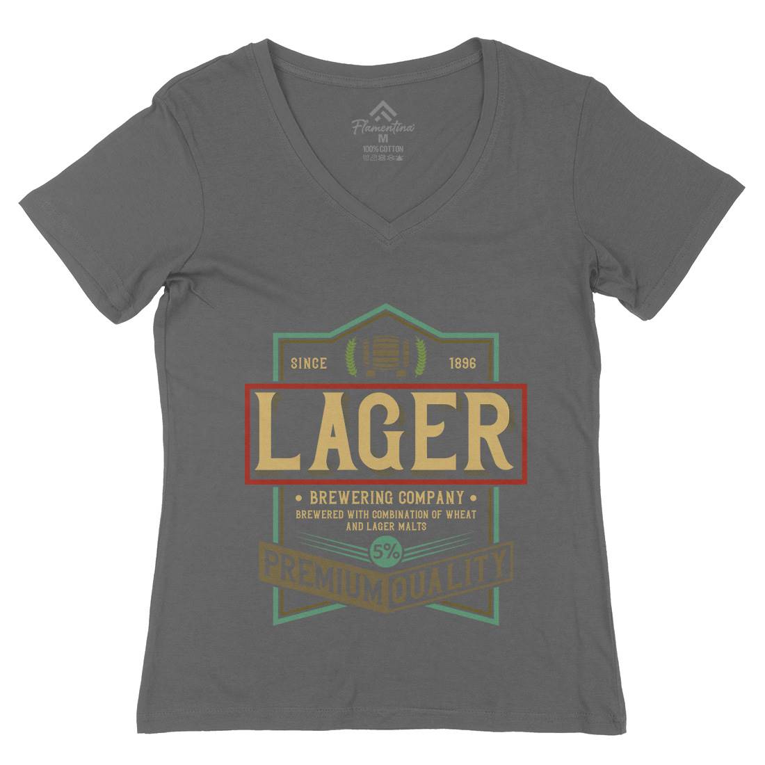Lager Beer Womens Organic V-Neck T-Shirt Drinks C811