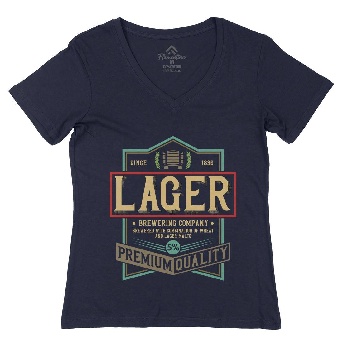 Lager Beer Womens Organic V-Neck T-Shirt Drinks C811