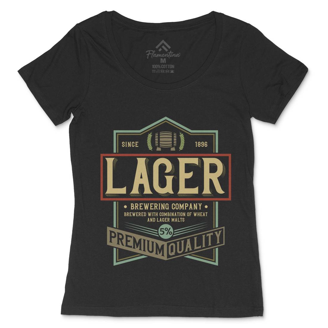 Lager Beer Womens Scoop Neck T-Shirt Drinks C811