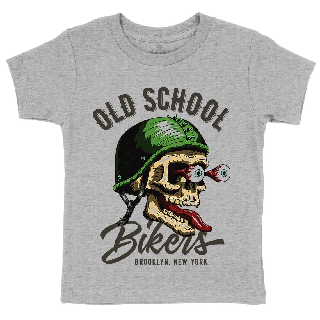 Oldschool Biker Kids Organic Crew Neck T-Shirt Motorcycles C812