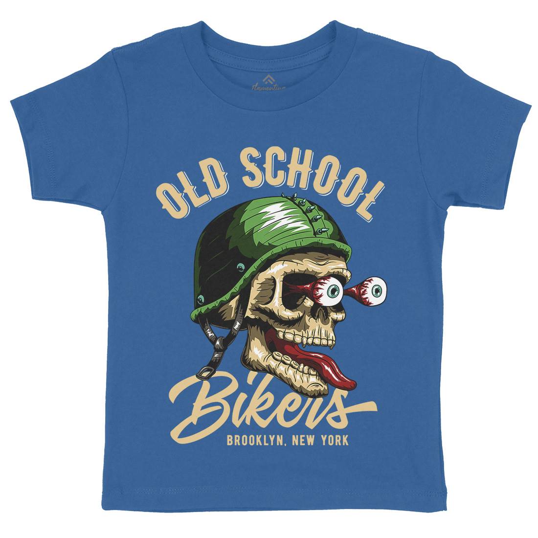 Oldschool Biker Kids Organic Crew Neck T-Shirt Motorcycles C812